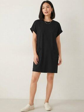 SHEIN T-Shirt Dress Short Sleeve Pocket Black L